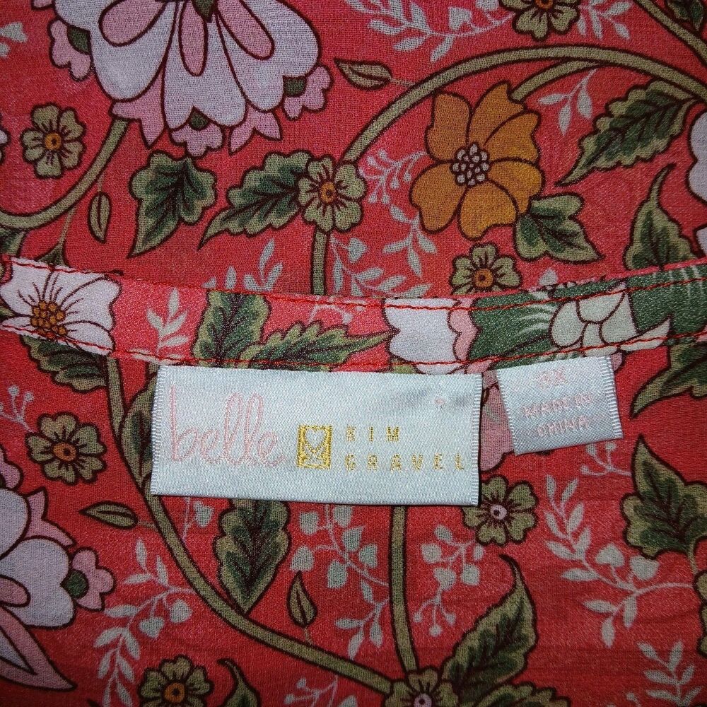 NWOT BELLE KIM GRAVEL Womens 3X Romantic Peasant Boho Floral Top Pink A471030 - Picture 13 of 16
